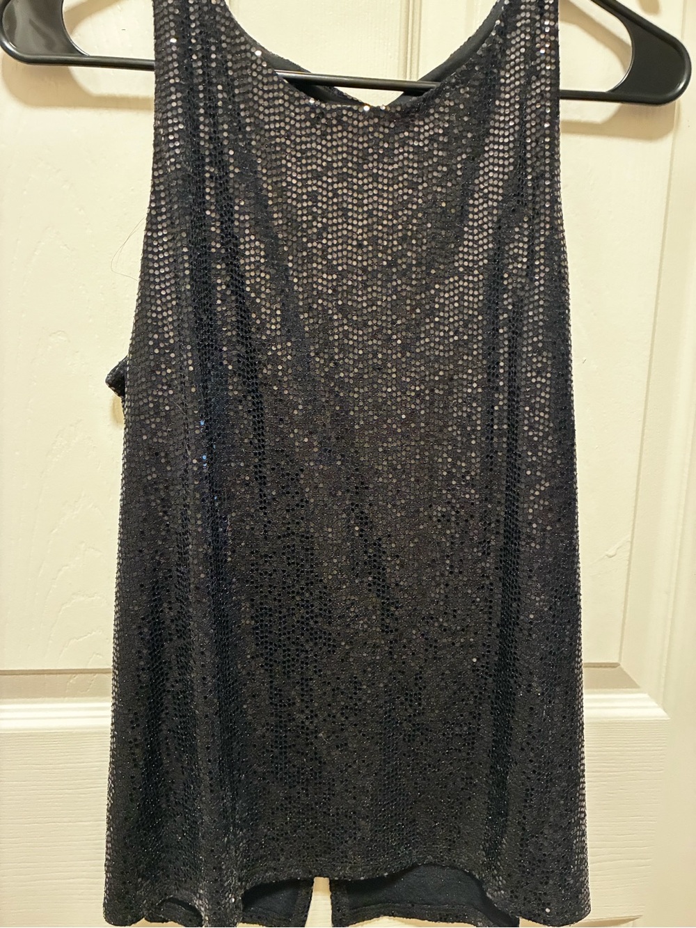 Black Sequined Sleeveless Party Tank